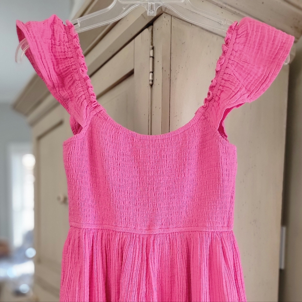 HOLLISTER PINK RUFFLE SHOULDER MINI DRESS - Picture 5 of 11